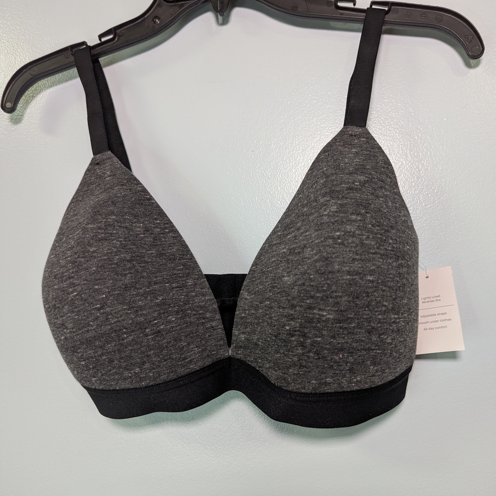 Auden Charcoal and Black Lightly Lined Wire Free  Bra 36DD